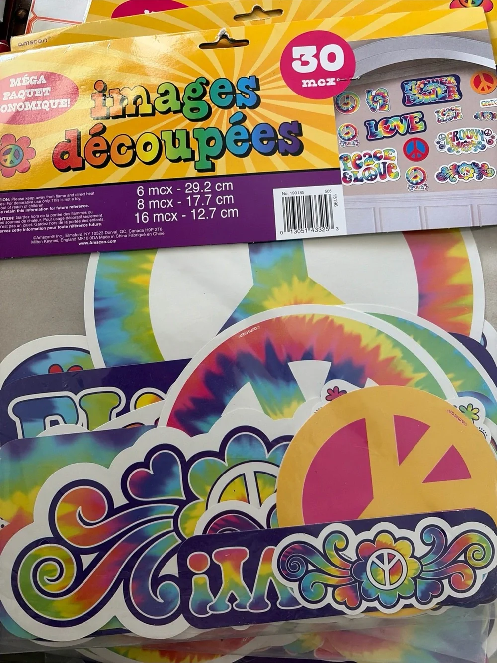 Amscan Tie-Dye Peace & Love Cutouts - Multicolor